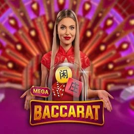 Mega Baccarat slot icon by Pragmatic Play, available at Hugo Casino